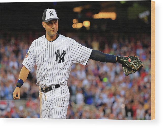Crowd Wood Print featuring the photograph Derek Jeter by Rob Carr