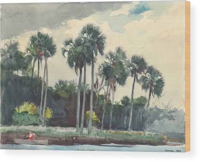 Winslow Homer Wood Print featuring the drawing Red Shirt, Homosassa, Florida by Winslow Homer