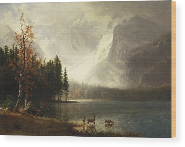 Albert Bierstadt Wood Print featuring the painting Estes Park, Colorado, Whyte's Lake, 1877 by Albert Bierstadt