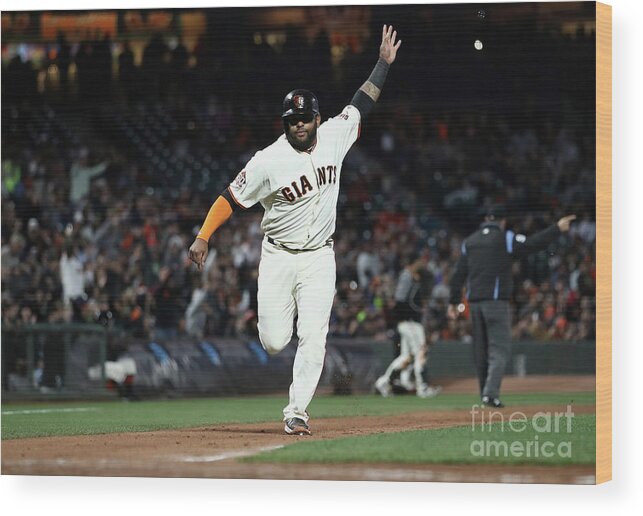 San Francisco Wood Print featuring the photograph Pablo Sandoval by Ezra Shaw