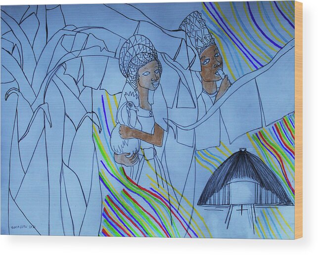 Jesus Wood Print featuring the painting Kintu and Nambi #480 by Gloria Ssali