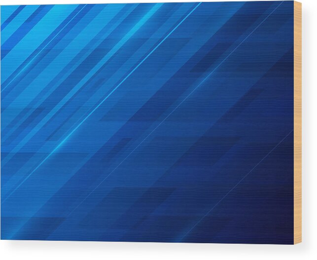 Curve Wood Print featuring the drawing Abstract blue background #5 by Enjoynz