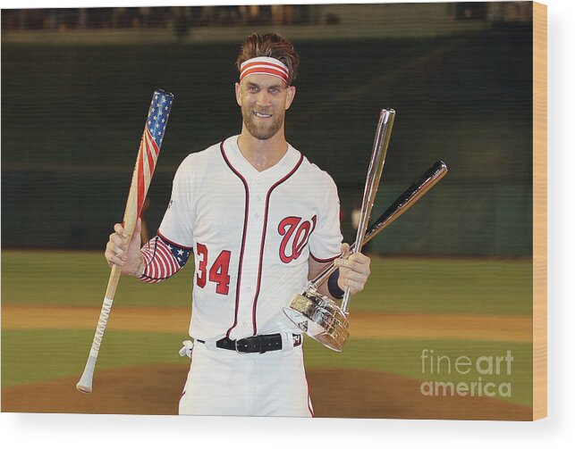 Three Quarter Length Wood Print featuring the photograph Bryce Harper by Rob Carr