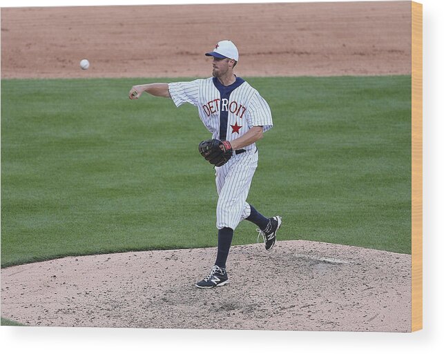 Baseball Pitcher Wood Print featuring the photograph Texas Rangers v Detroit Tigers #5 by Leon Halip