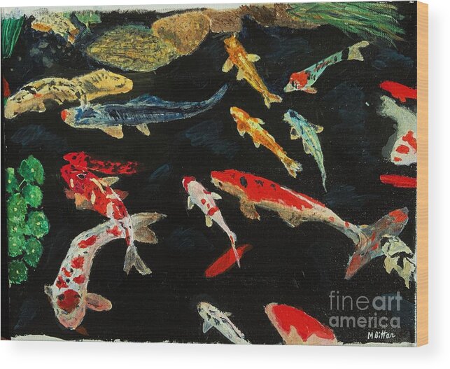 Koi Wood Print featuring the photograph Koi #54 by Marc Bittan