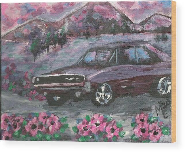 68 Dodge Charger Wood Print featuring the painting 68 Dodge Charger by Monica Resinger