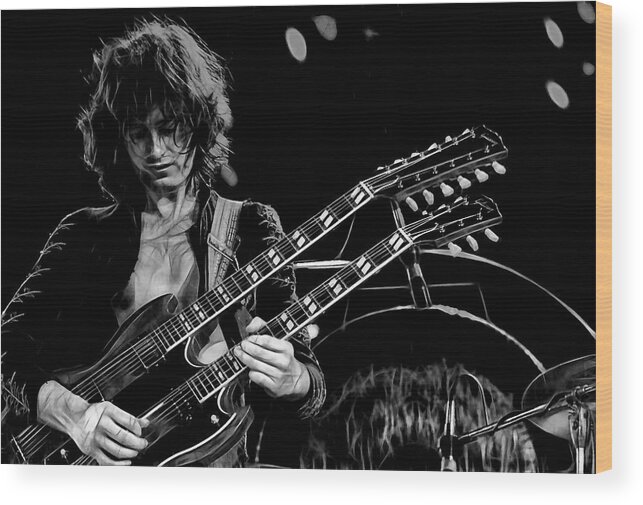 Jimmy Page Wood Print featuring the mixed media Jimmy Page Collection #7 by Marvin Blaine