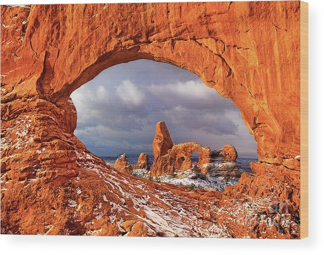 Dave Welling Wood Print featuring the photograph 714000085 Turret Arch Arches National Park Utah by Dave Welling