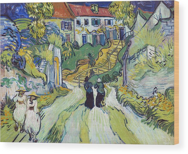 Stairwayy Wood Print featuring the painting Stairway at Auvers by Vincent van Gogh by Mango Art