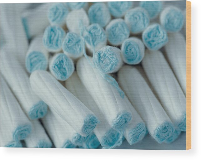 Tampon Wood Print featuring the photograph A pile of tampons by Image Source