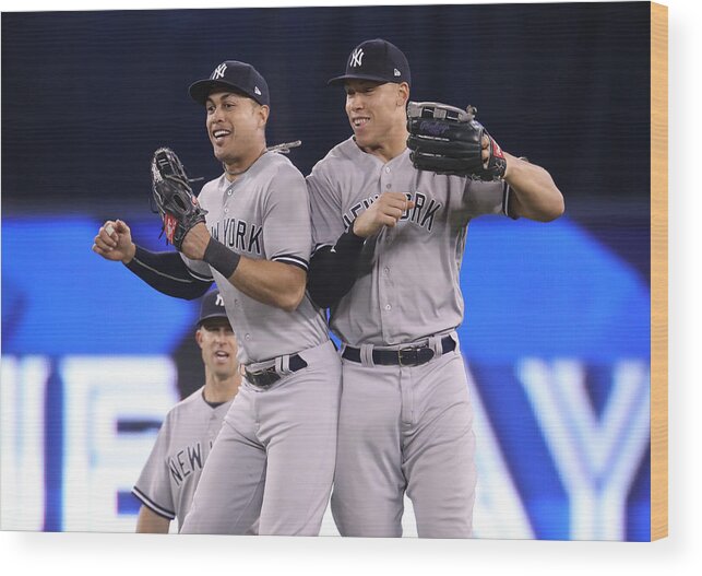 People Wood Print featuring the photograph Aaron Judge and Giancarlo Stanton by Tom Szczerbowski