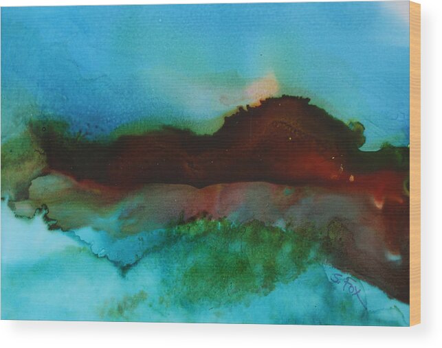 Abstract Landscape Wood Print featuring the painting Abstract Landscape by Sandra Fox