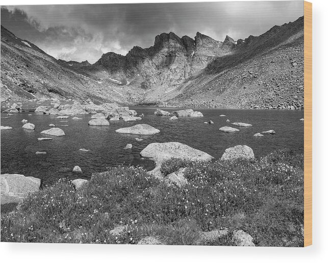Colorado Wood Print featuring the photograph Abyss Lake Black and White by Aaron Spong