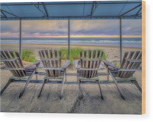 Ogunquit Beach Wood Print featuring the photograph Adirondack Chairs with a View by Penny Polakoff