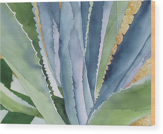 Botanical Wood Print featuring the painting Agave 2 by Eunice Olson