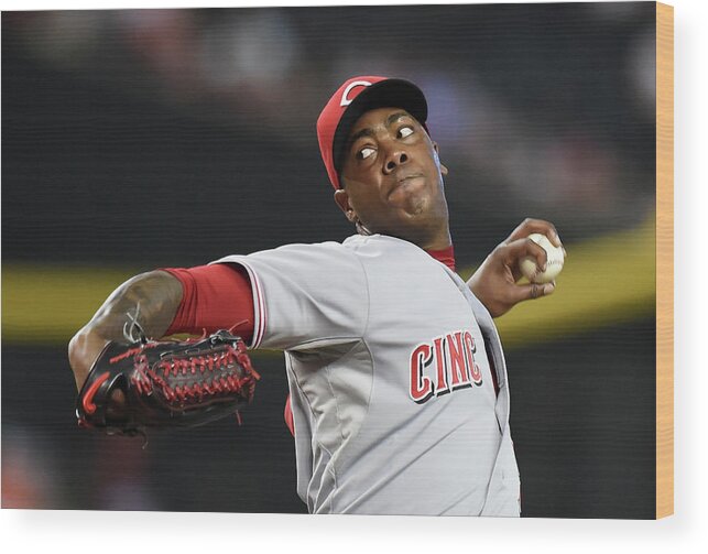Ninth Inning Wood Print featuring the photograph Aroldis Chapman by Norm Hall