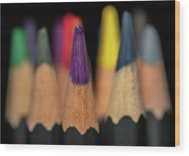 Pencil Wood Print featuring the photograph Artist Tools - Macro 4 by Amelia Pearn