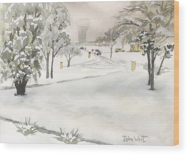 Snow Wood Print featuring the painting Austin Snow by John West