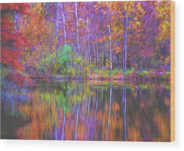 Lake Reflection Wood Print featuring the photograph Autumn Reflection II by Tom Singleton