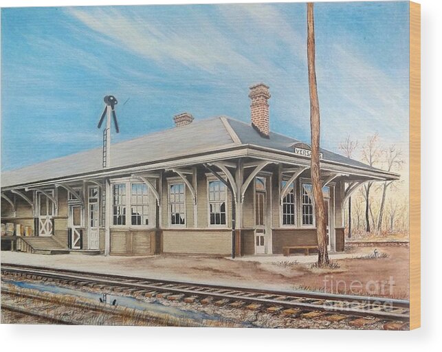 Train Station Wood Print featuring the drawing Back In The Day by David Neace CPX