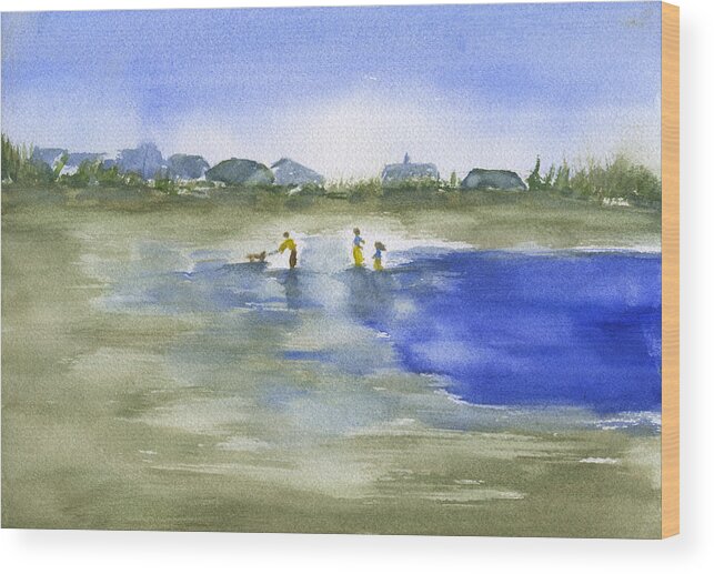 Beach Wood Print featuring the painting Beach Play Pawleys Island by Frank Bright