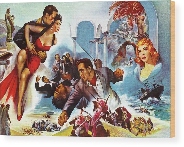 Beat Wood Print featuring the painting ''Beat the Devil'', 1953, movie poster base painting by Movie World Posters