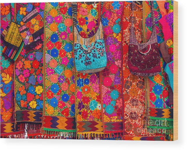 Color Wood Print featuring the photograph Beautiful Flowers at the Otavalo Market in Ecuador by L Bosco