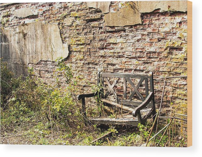 Bench Wall Wood Old Wood Print featuring the photograph Bench Wall 1 by John Linnemeyer