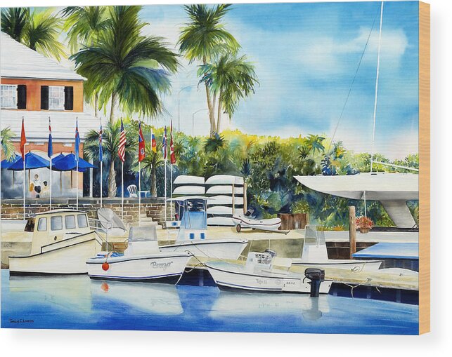Sailboat Wood Print featuring the painting Bermuda Yacht Club by Phyllis London