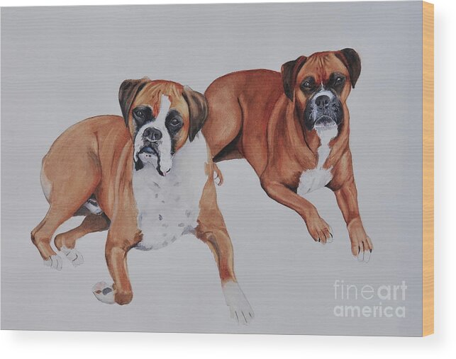 Dogs Wood Print featuring the painting Best Friends by John W Walker