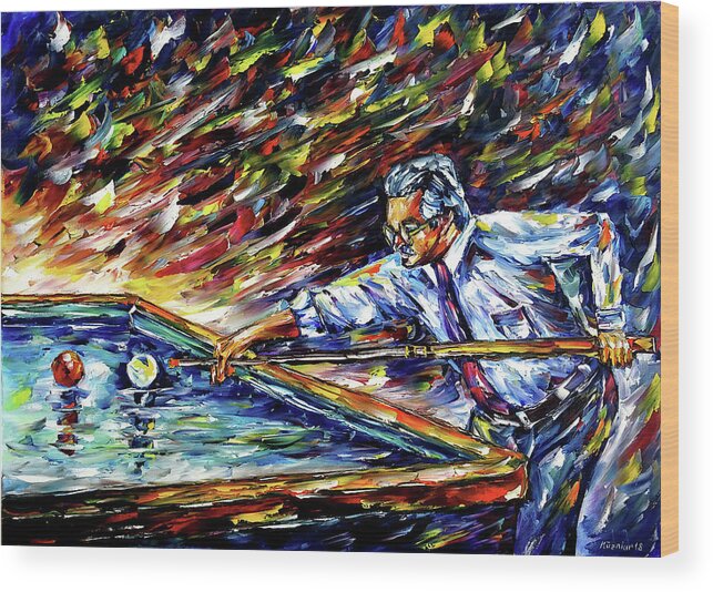 Billiards Lovers Wood Print featuring the painting Billiard Player I by Mirek Kuzniar