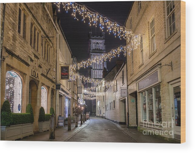 Cirencester Wood Print featuring the photograph Black Jack Street Cirencester at Christmas by Tim Gainey