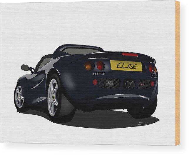 Sports Car Wood Print featuring the digital art Black S1 Series One Elise Classic Sports Car by Moospeed Art