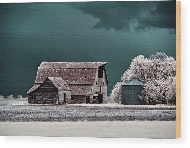 Blackmore Wood Print featuring the photograph Blackmore Barn - Infrared Series - 1 of 3 by Peter Herman