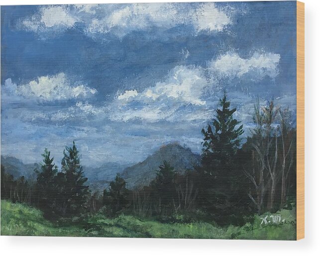 Mountains Wood Print featuring the painting Blue Ridge Morning # 2 by Kathleen McDermott