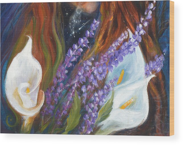  Wood Print featuring the mixed media Breathing Lillies detail by Sofanya White