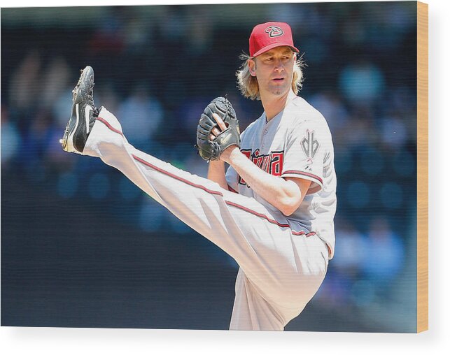 American League Baseball Wood Print featuring the photograph Bronson Arroyo by Mike Stobe