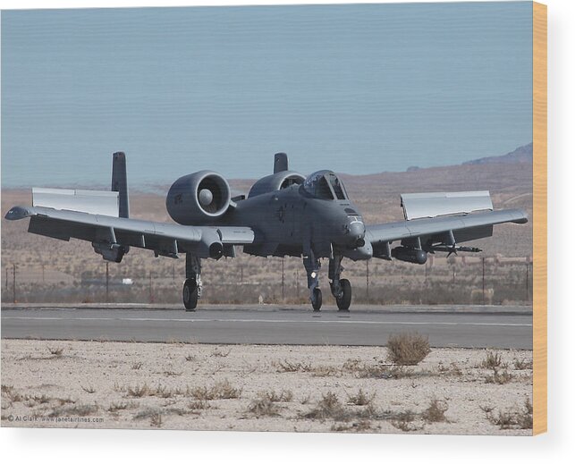 Warthog Wood Print featuring the photograph C AFRC A-10 Warthog Recovering to Nellis AFB by Custom Aviation Art