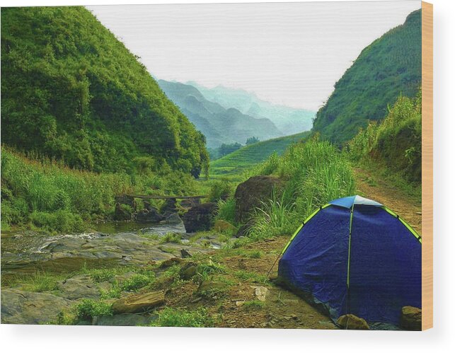 Camp Wood Print featuring the photograph Camping in the mountains by Robert Bociaga