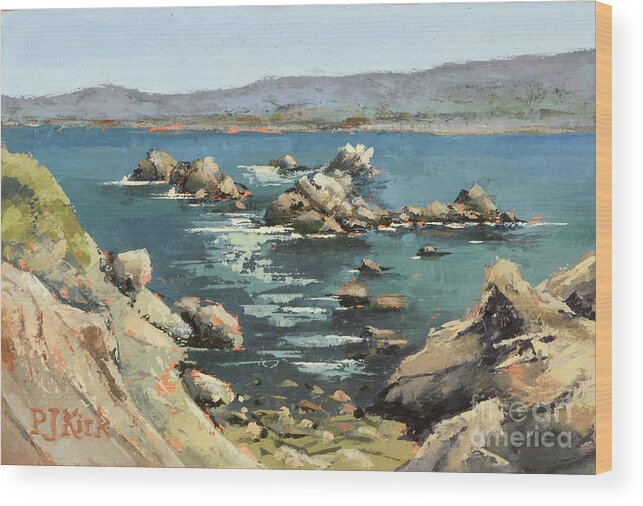 Landscape Wood Print featuring the painting Canary Point Overlook by PJ Kirk