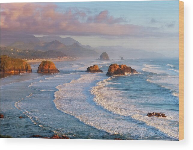 Cannon Beach Wood Print featuring the photograph Cannon Beach Sunset by Darren White