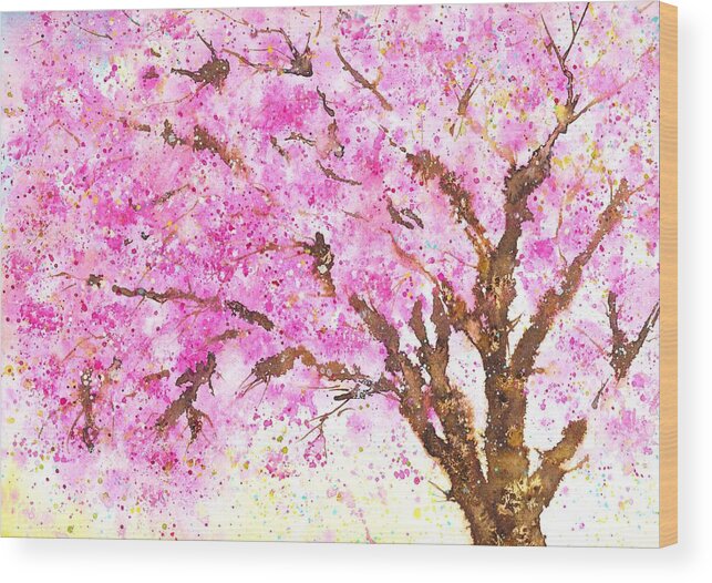 Cherry Blossom Wood Print featuring the painting Cherry blossom by Nataliya Vetter