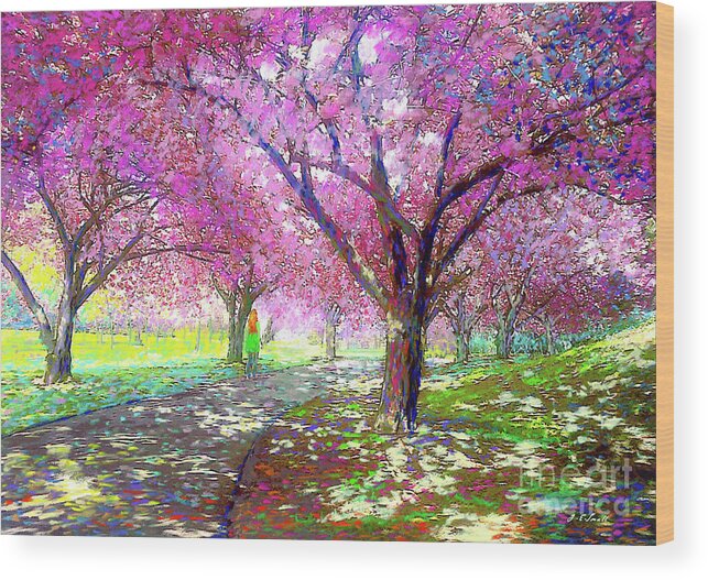 Landscape Wood Print featuring the painting Cherry Blossom by Jane Small