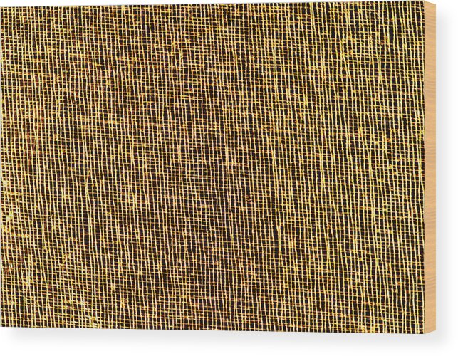 Texture Wood Print featuring the photograph Closeup Of Golden Organza Macro Mesh Texture by Severija Kirilovaite