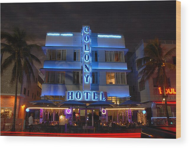 Colony Hotel Wood Print featuring the photograph Colony Hotel - Art Deco Historic District, Miami Beach, Florida by Earth And Spirit