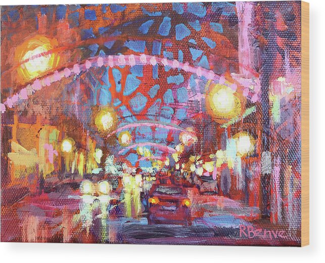 Festive Wood Print featuring the painting Colorful Short North by Robie Benve