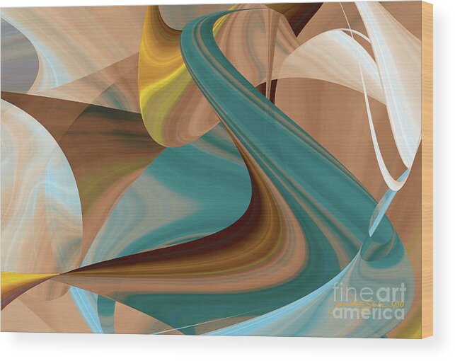 Abstract Wood Print featuring the digital art Cool Curvelicious by Jacqueline Shuler