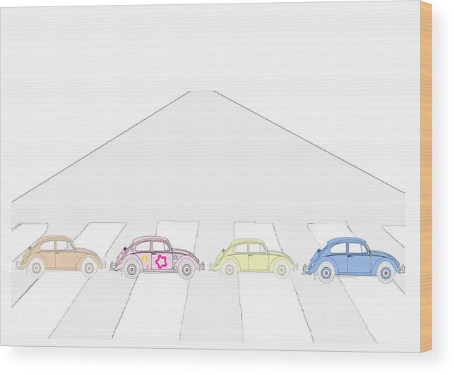 Beetles Wood Print featuring the mixed media Crossing Abbey Road by Moira Law