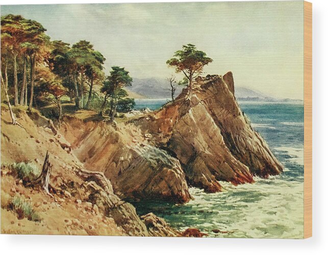 Cypress Point Wood Print featuring the painting Cypress Point near Carmel, California 1914 by Sutton Palmer