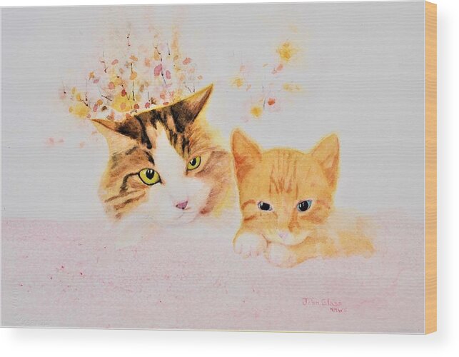 Two Cats Wood Print featuring the painting Da Cats by John Glass
